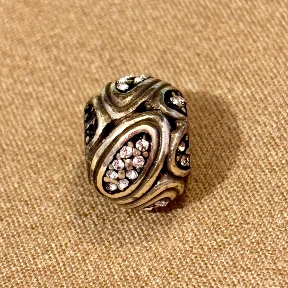 Brighton Orion silver bead Crystal-filled raised ovals Retired